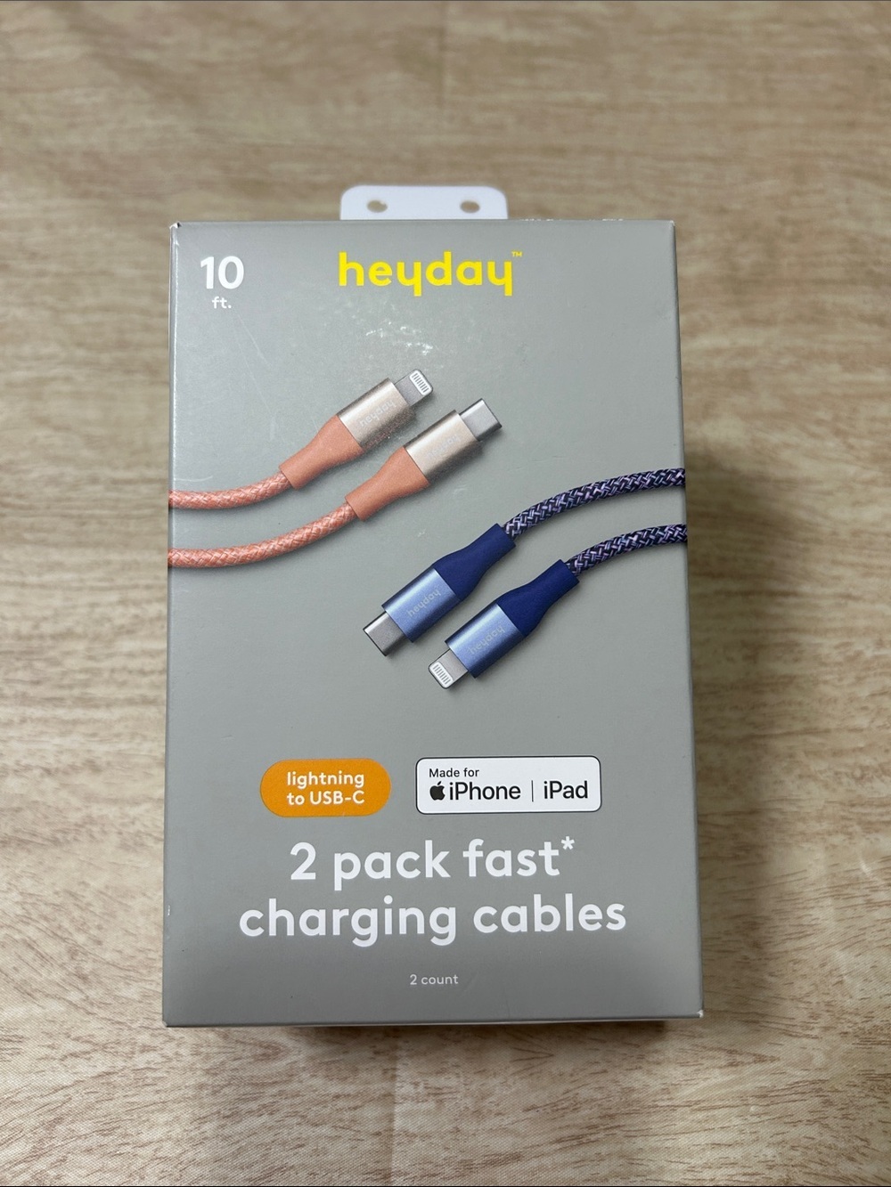 Heyday 2 Pack USB-C to Lightning Cables 10 feet